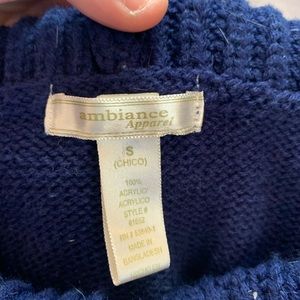 blue sweater dress with a cowl neck